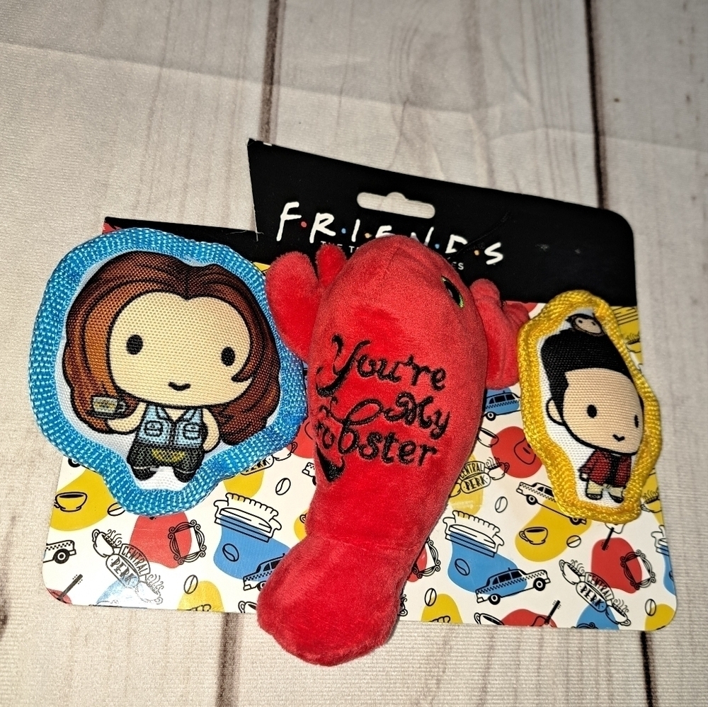 Valentines Friends “You're my lobster“ Rachel & Ross ~ Set Of 3 Squeaky Dog Toy